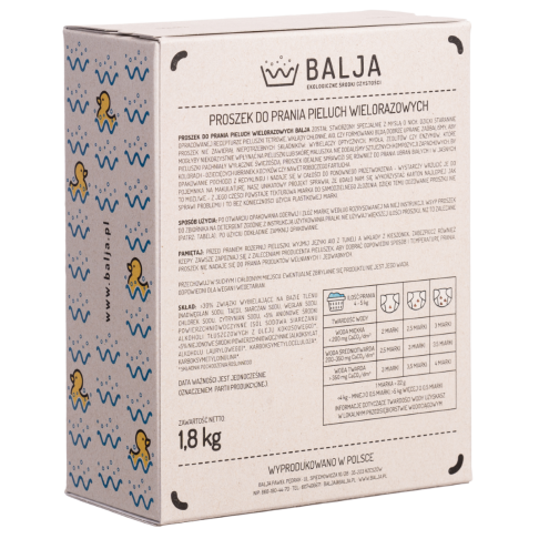 BALJA, Ekologiczny proszek do prania pieluch wielorazowych, 1,8kg