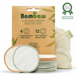 Bambaw, Zestaw 16 bambusowych płatków z woreczkiem do prania