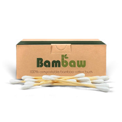 Bambaw, Patyczki do czyszczenia uszu, bambusowe z bawełną organiczną, 200szt.