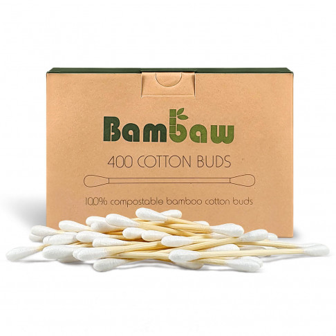 Bambaw, Patyczki do czyszczenia uszu, bambusowe z bawełną, 400szt.