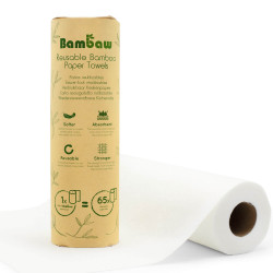 Bambaw, Bambusowe ręczniki papierowe wielokrotnego użytku, bardzo chłonne, rolka 20 szt.