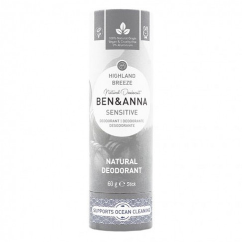 BEN&ANNA, Naturalny dezodorant bez sody, Highland Breeze, Delikatny, 60g